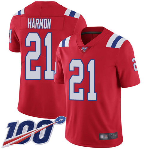 New England Patriots Football 21 100th Season Limited Red Men Duron Harmon Alternate NFL Jersey